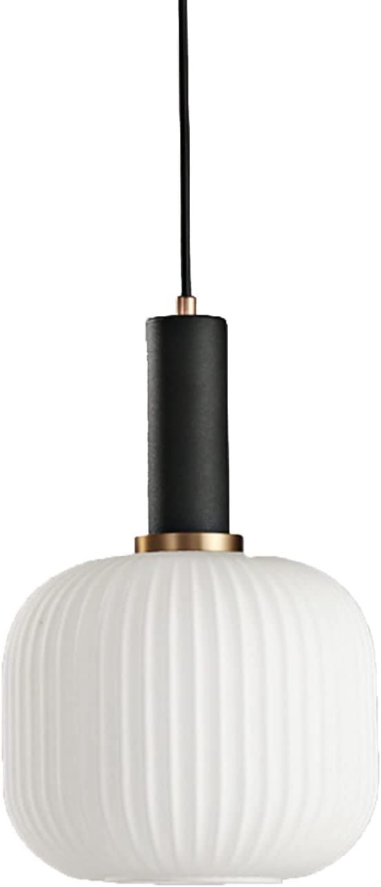 H XD GLOBAL Modern Pendant Lights, Black Lamp Holder Pendant Light Socket White Glass Pendant Lam... | Amazon (US)