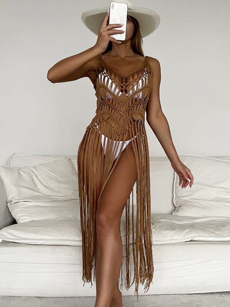 Fringe Hem Crochet Cover Up | SHEIN