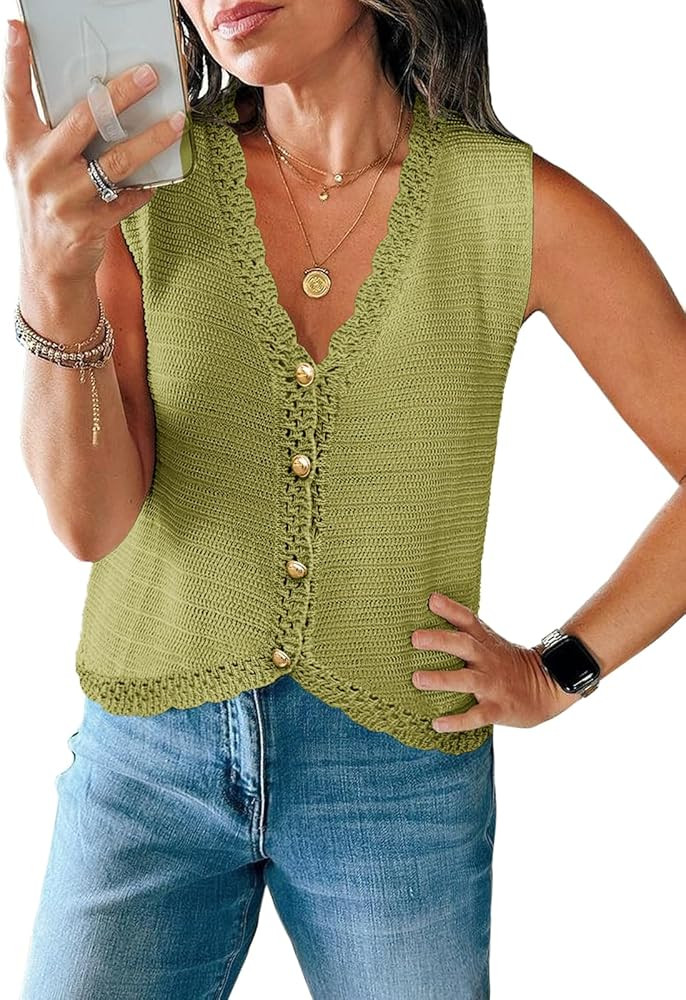 Saodimallsu V Neck Sweater Vest Knit | Amazon (US)