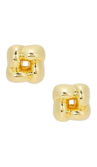 Jenny Bird Mini Woven Square Earrings in Metallic Gold. | Revolve Clothing (Global)