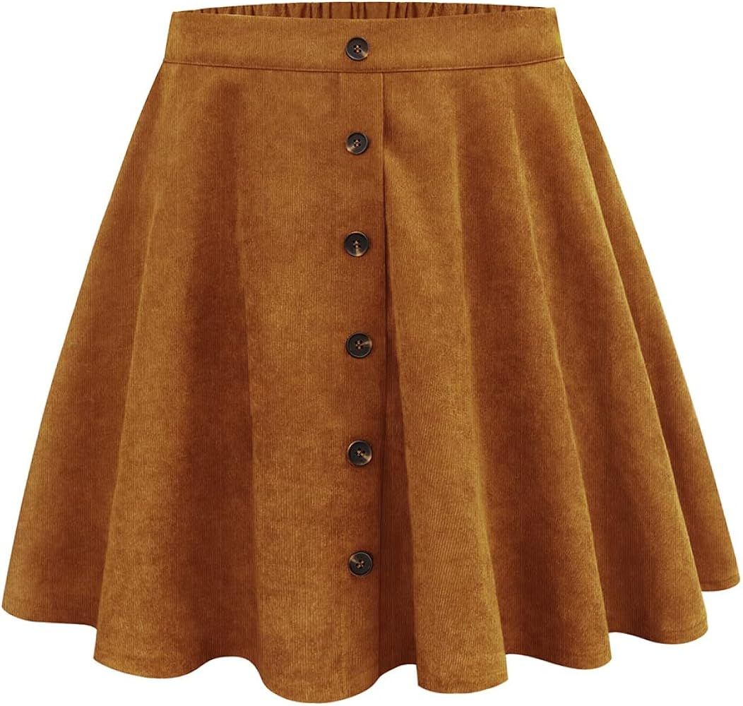 TIYOMI Women Plus Size Skirts Stretchy Buttons Hidden Zipper Mini Skirt Swing A Line Skater Skirt Bl | Amazon (US)