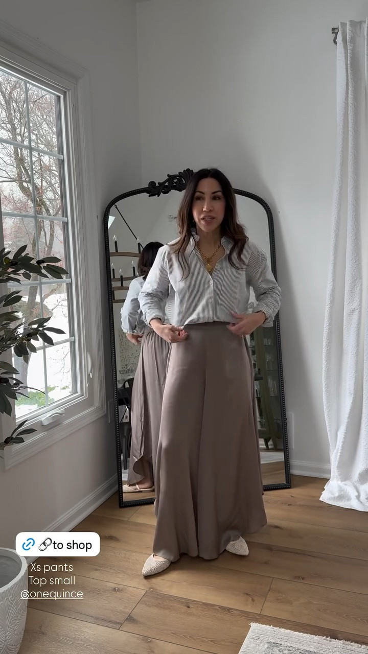 Xs silk pants. Small button-down shirt.



#LTKPetite #LTKOver40 #LTKWorkwear