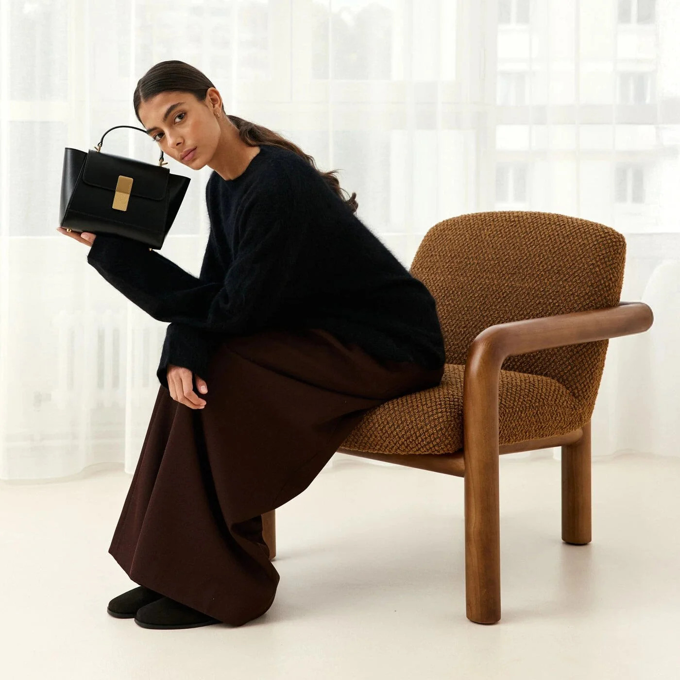 Mini Marly Gold Edition - Cuir Box Noir - Ateliers Auguste | ATELIERS AUGUSTE