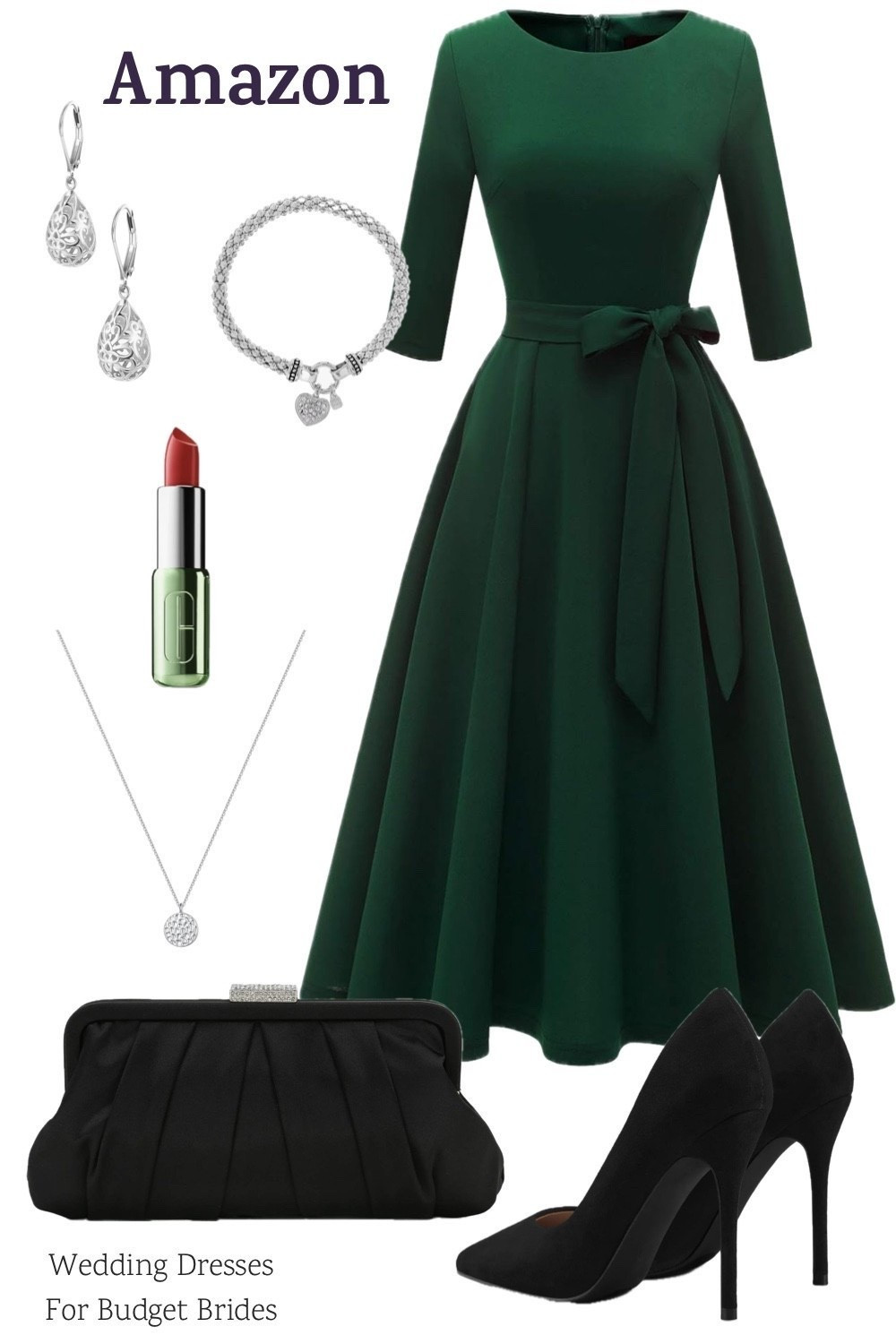 Fall wedding green and black wedding guest outfit idea on Amazon.

#LTKootd #LTKWedding #LTKSeasonal