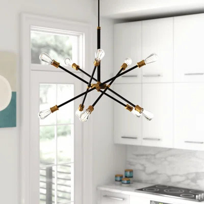 Everett 10 - Light Unique / Statement Modern Linear Chandelier Foundstone Finish: Black/Brass | Wayfair North America
