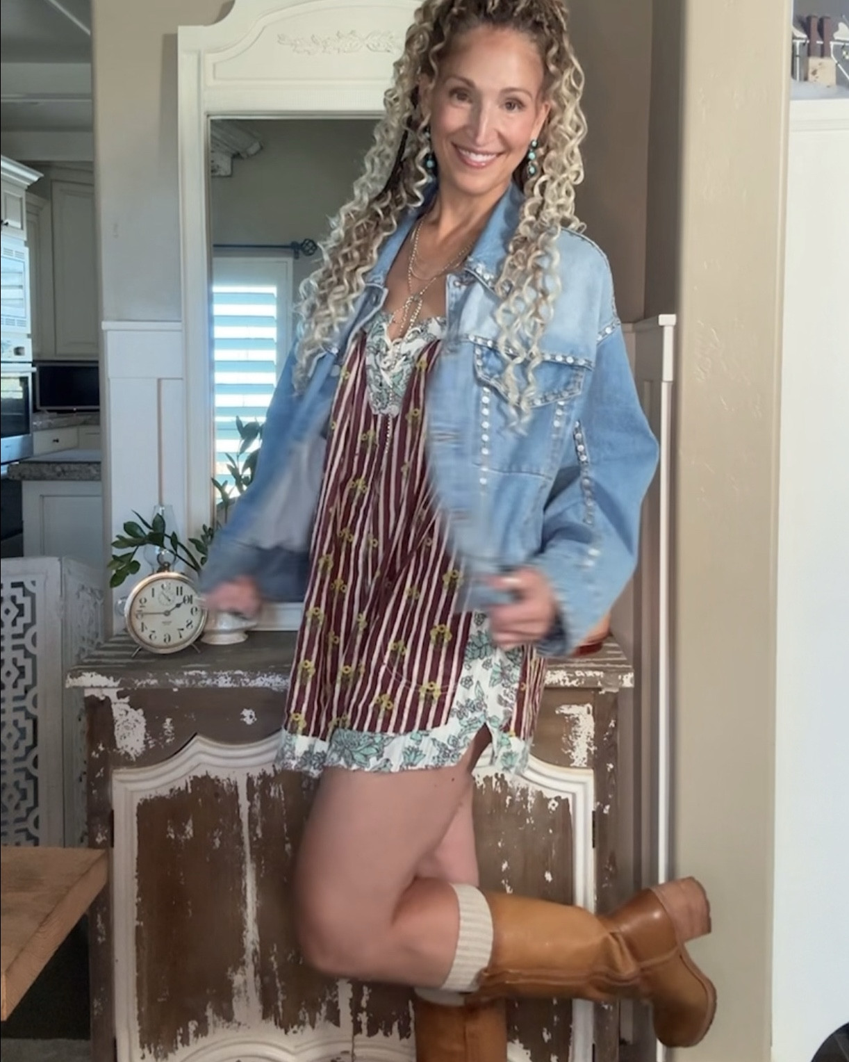 You don’t have to retire your summer wardrobe yet!  Transition your summer clothes into fall by adding tall boots and layering up. This adorable Free People romper is HALF OFF!  And these boots are a much more affordable option if the Frye Campus boots are on wish list…but outside your budget.

#LTKSaleAlert #LTKStyleTip #LTKShoeCrush