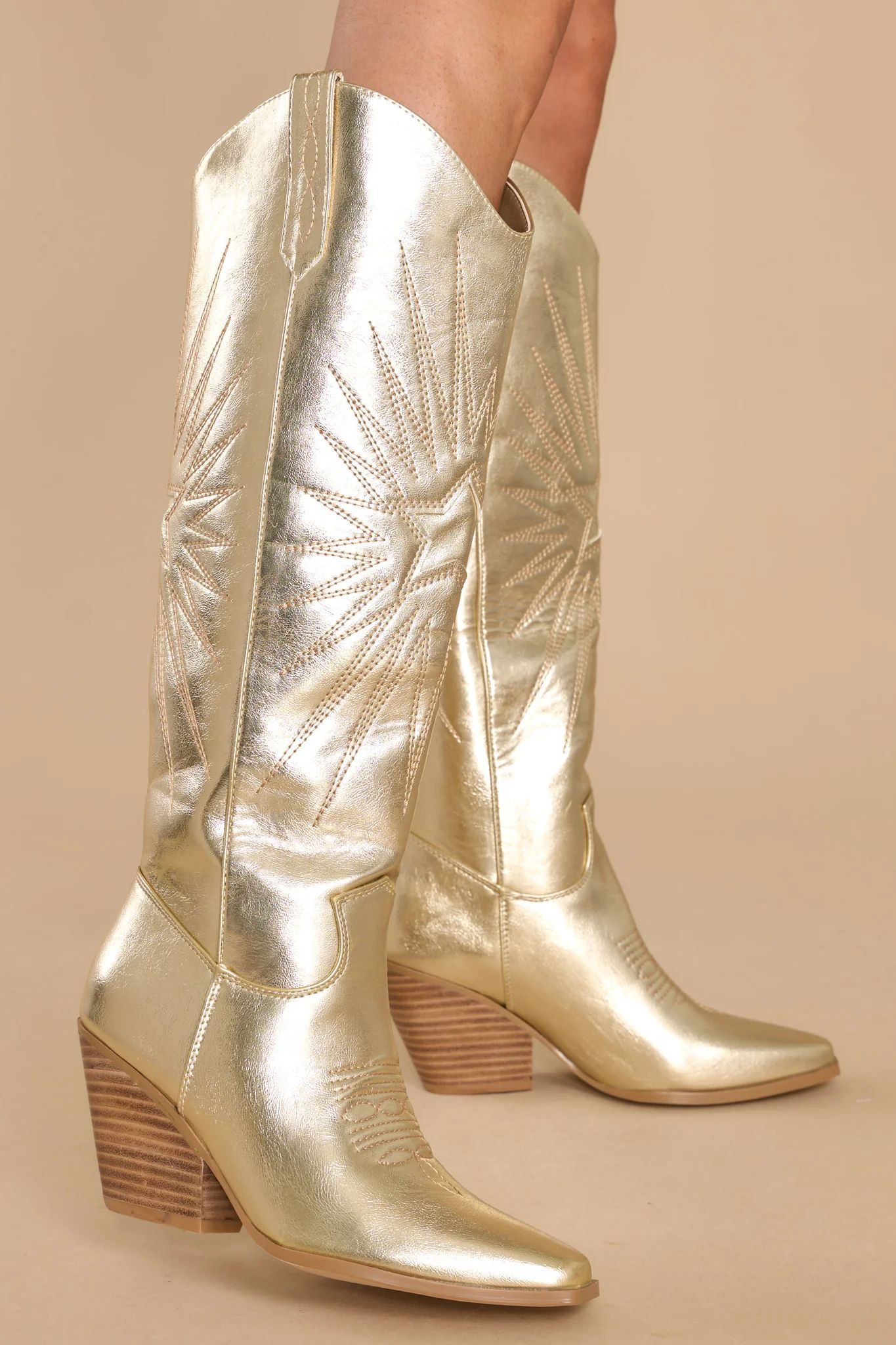Constance Gold Metallic Boots | Red Dress 