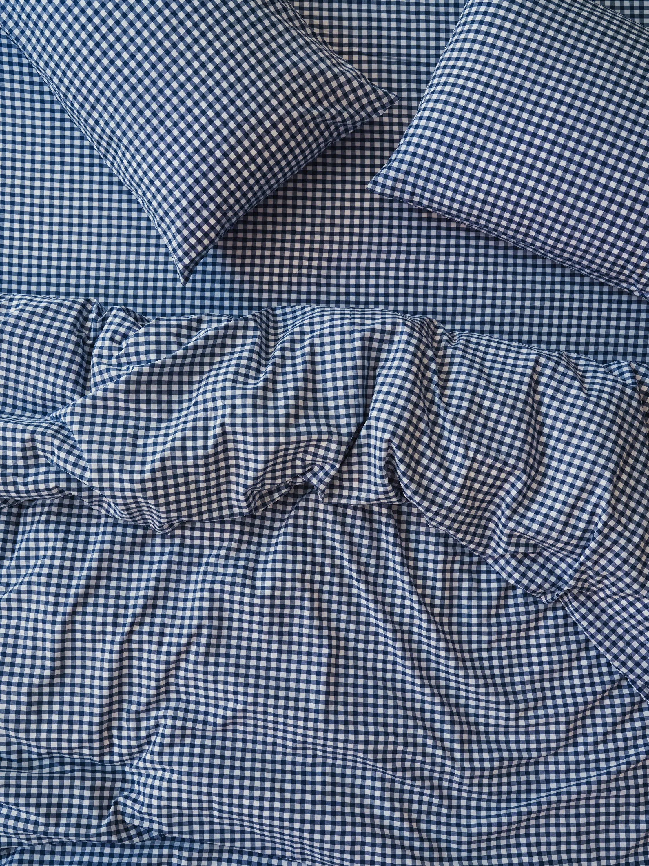 Indigo Small Gingham Cotton Duvet Cover | Piglet