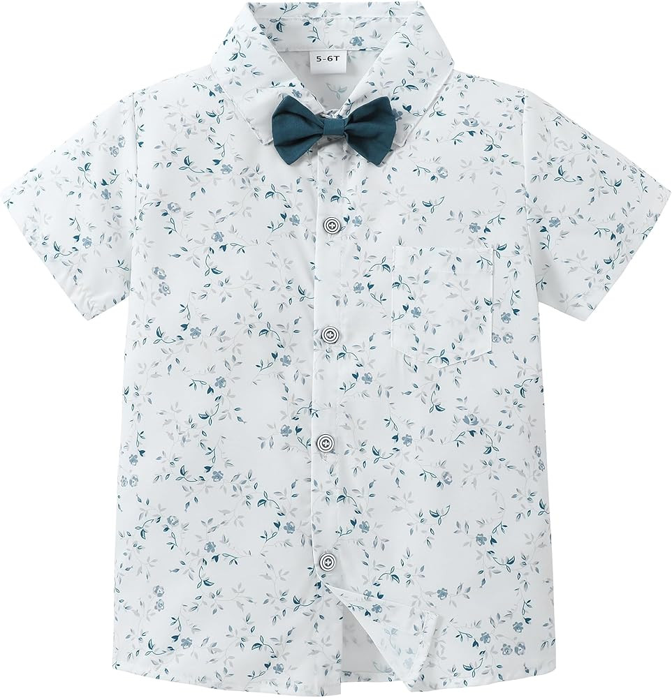 YALLET Boys Button Down Shirts Short Sleeve Wedding Outfits Polka Dot Print Summer Casual Clothes... | Amazon (US)