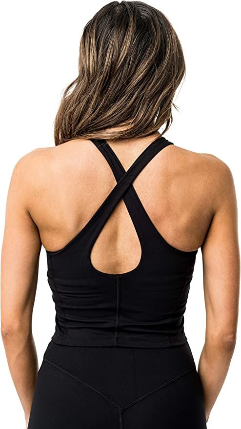 Kamo Fitness Ellyn Tank Top Crop Sports Bra for Women Soft Padded Built-in Bra Longline Yoga Runn... | Amazon (US)