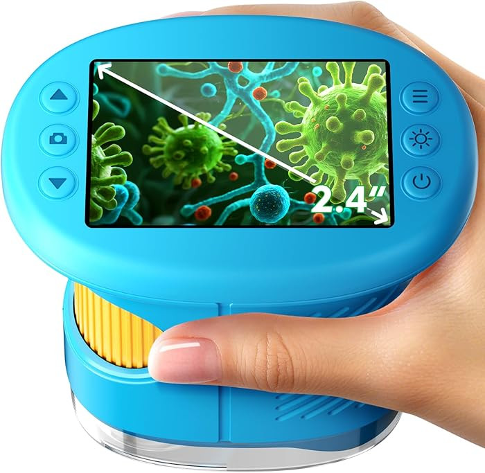 1000X Handheld Microscope for Kids, 4K 2.4" Screen Digital Kids Microscopes with 12 Slides, Porta... | Amazon (US)