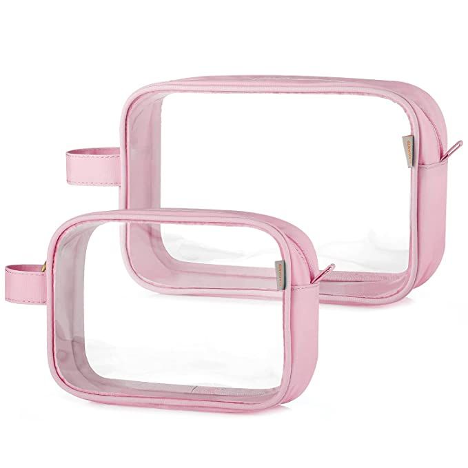GAGAKU 2 PCS Travel Toiletry Bag Waterproof Makeup Pouch Shaving Dopp Kit Case - Light Pink | Amazon (US)