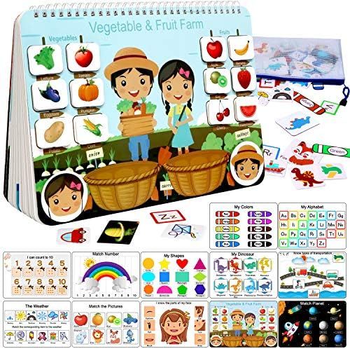 Busy Book for Kids, Montessori Toys for Toddlers, Autism Sensory Educational Toys, 12 Pages Toddl... | Amazon (US)