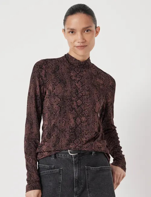 Hush Printed Long Sleeve Top in Snake Print Brown at Nordstrom, Size Medium/large | Nordstrom