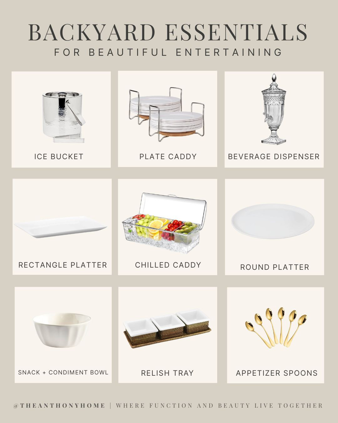 Hosting outside doesn’t have to feel like a scramble. This is the exact setup I rely on when I want things to look polished — but come together fast. From chilled caddies to ramekins with little spoons (yes, they matter), these are the MVPs that make every backyard dinner feel effortless.

Linked everything I use to pull it off in under 10 minutes — it’s all here, and it works.

Save this starter pack to make your next outdoor gathering feel fully styled — without the chaos. 

#LTKHome #OutdoorEntertaining #EasyHosting #BackyardSetup #TheAnthonyHome 

 #LTKHome
