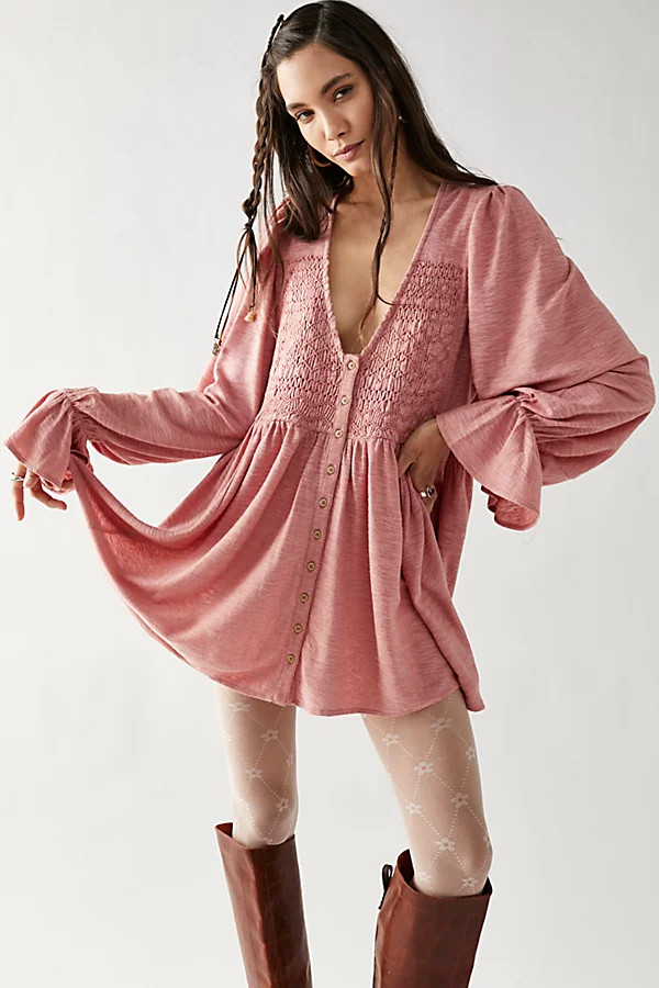 Don't Call Me Baby Thermal Tunic by Free People, Rosie, L | Free People (Global - UK&FR Excluded)