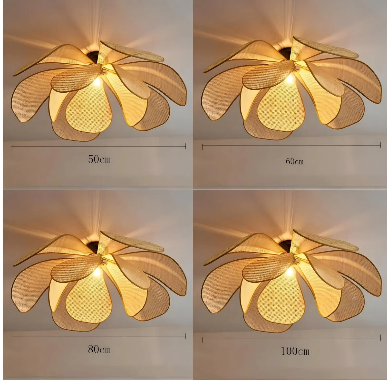 Rattan Flower Pendant Light – Boho Woven Ceiling Lamp | Etsy (US)