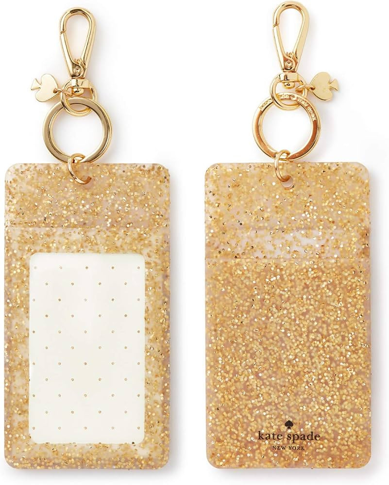 Kate Spade New York Id Badge Clip Key Chain, Silicone Keychain Accessory, Gold Glitter | Amazon (US)