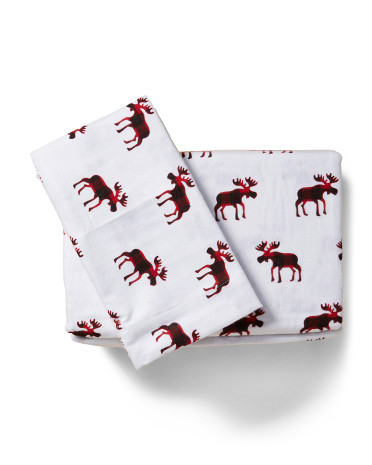 Moose Buffalo Plaid Flannel Sheet Set | TJ Maxx