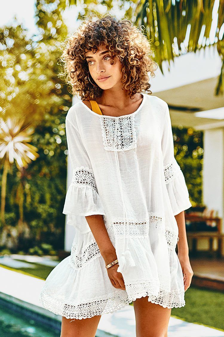 White Ruffle Tunic Cover Up | Cupshe