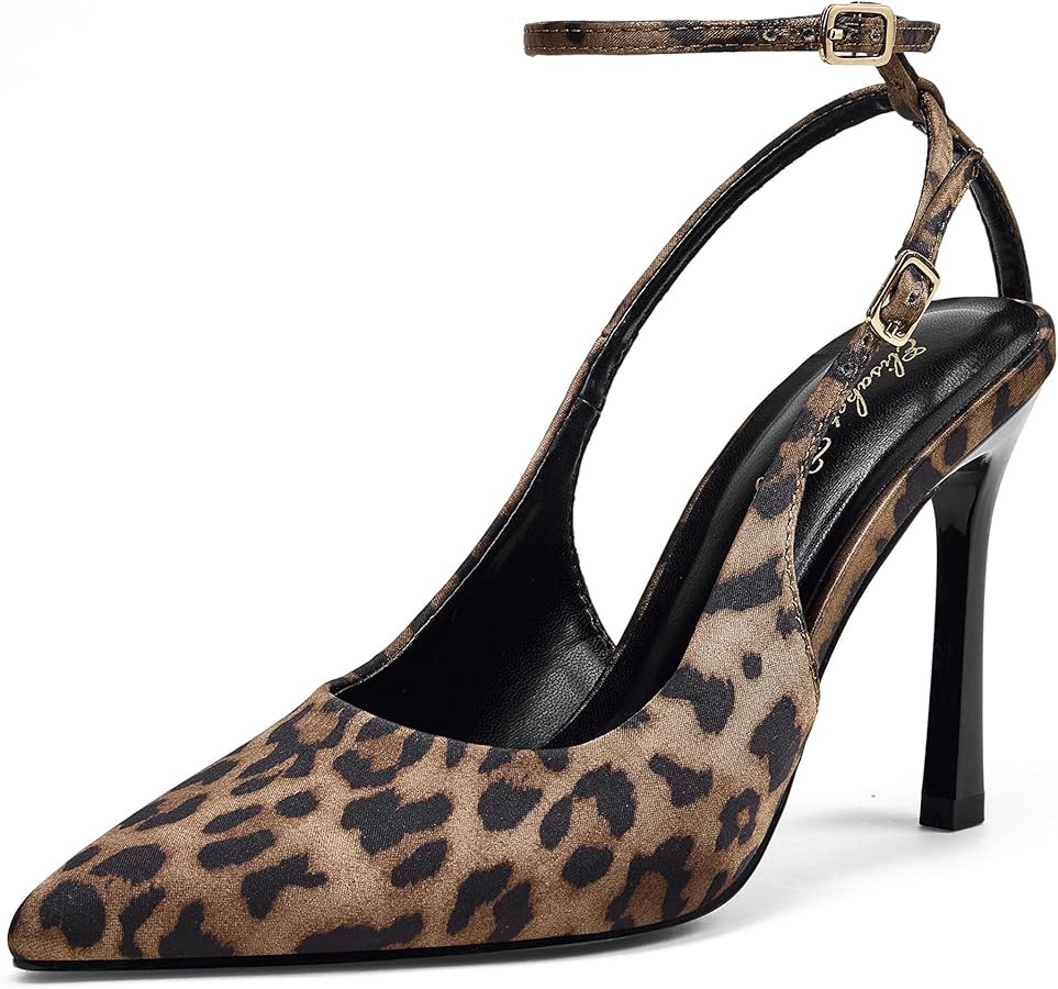 Elisabet Tang Cute Women's 10cm Double Adjustable Ankle Strap Heeled Pumps, Sexy 4Inch Pointed To... | Amazon (US)