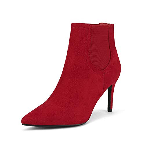 DREAM PAIRS Women's Red Suede Pointed Toe Stiletto High Heel Ankle Booties Size 9.5 B(M) US Kizzy-1 | Amazon (US)