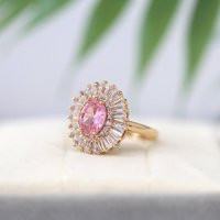 Pink Sapphire Ring - Silver Cz Sparkling Engagement Anniversary Gift For Her Birthstone Jewelry Diam | Etsy (US)