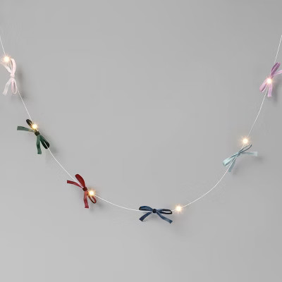 30ct Christmas LED Battery Operated Velvet Bow Dewdrop Lights Warm White with Silver Wire - Wondershop™ | Target