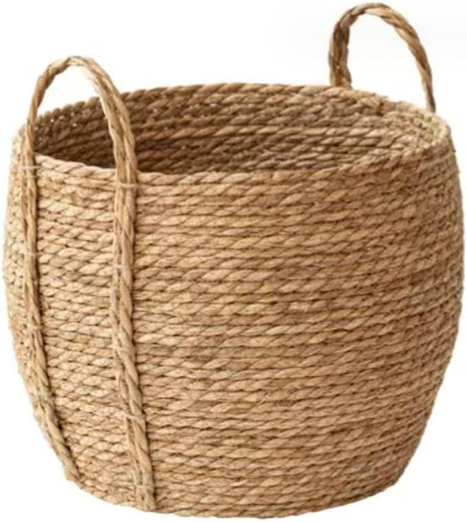 Woven Planter Basket, 10.2x11.8 inch Seagrass Planter Basket Round Rattan Planter with Handle Wic... | Amazon (US)