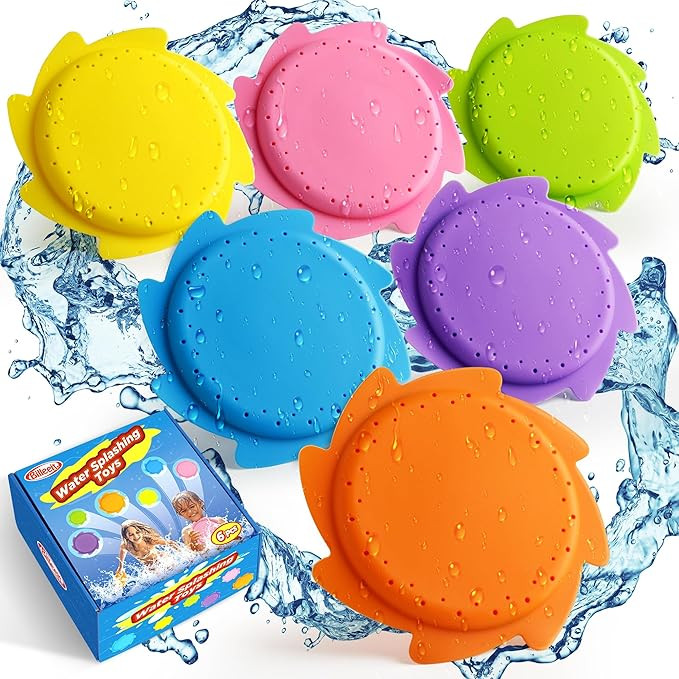 Splash Water Flying Discs in 6 Bright Colors, Disc Water Toys with Portable Mesh Bag, Fun Pool, B... | Amazon (US)