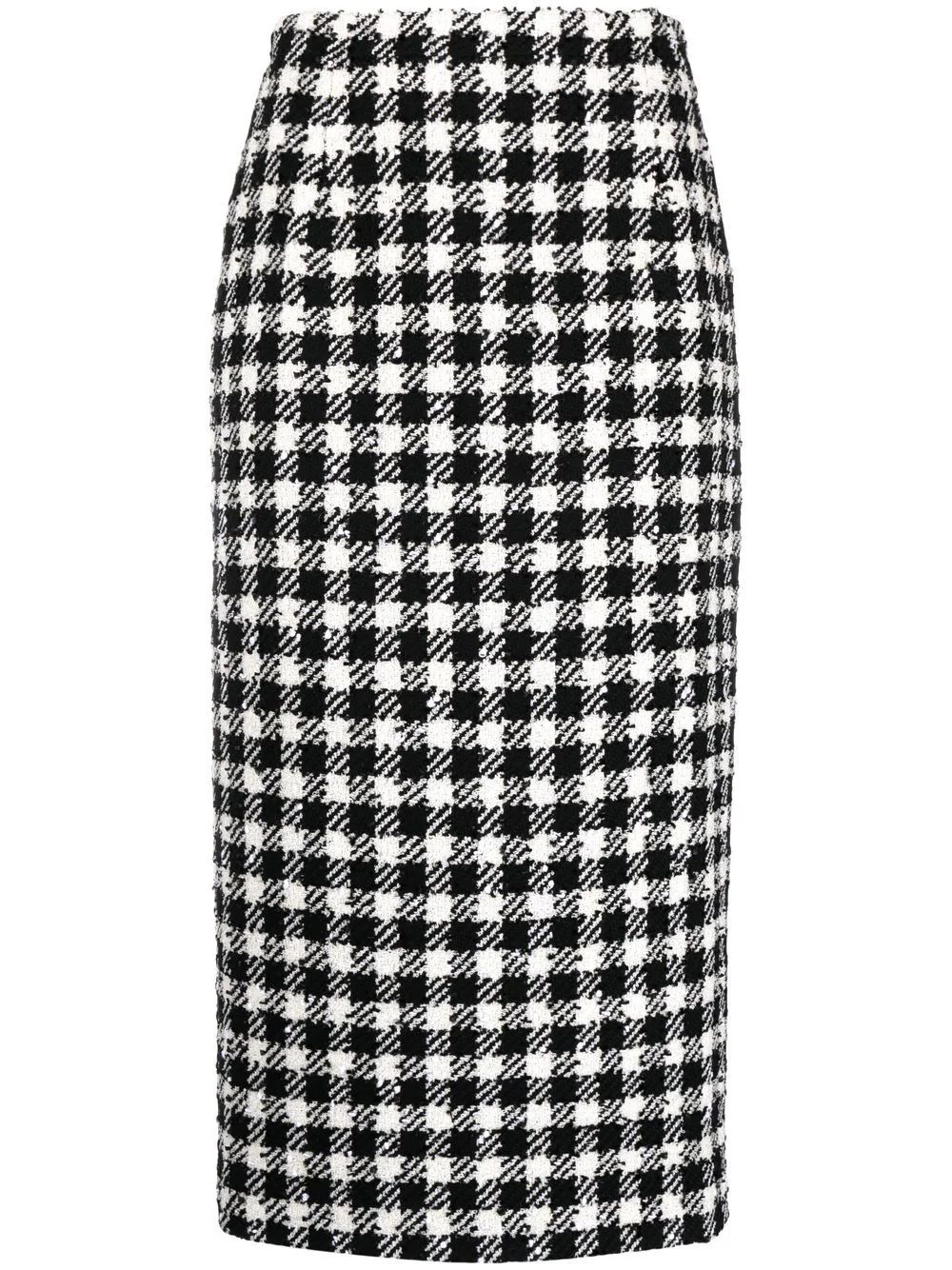 Alessandra Rich Houndstooth Pencil Skirt - Farfetch | Farfetch Global