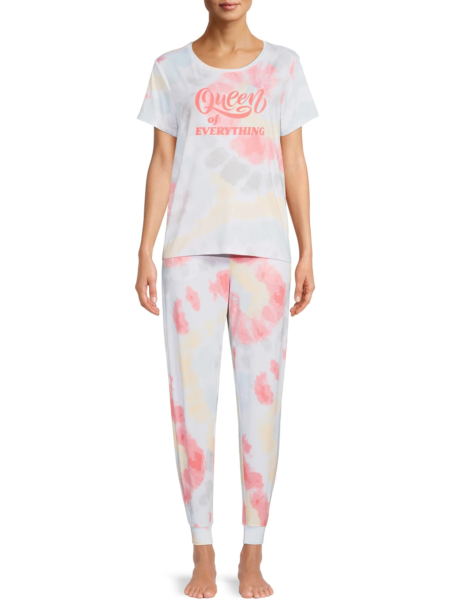 Secret Treasures Women's and Women's Plus Pajama Short Sleeve Top and Pants, 2 Piece | Walmart (US)