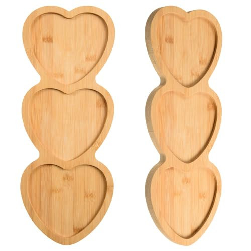 AWIZOM Heart Shaped Serving Tray Valentine's Day Bamboo Serving Platter Wooden Appetizer Charcuterie Board Tray Snack Dessert Candy Dish Plate for Wedding Mother's Day Present,15.16x5.91x0.59 Inch | Amazon (US)
