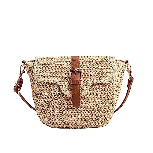 OWGSEE Straw Purses for Women, Summer Straw Crossbody Bag Purses Woven Straw Beach Bag for Vacation (Beige) | Amazon (US)