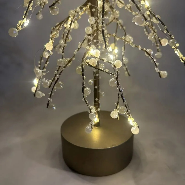 Gold and White Light-Up LED Pearl Christmas Tree Decoration, 18", by My Texas House - Walmart.com | Walmart (US)