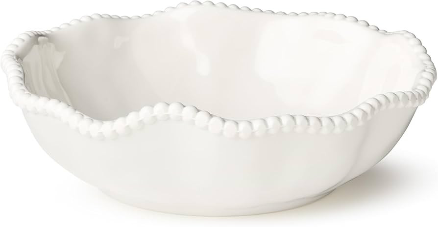Perlette Cream Beaded All-Purpose Bowls – Set of 4, 7.5" x 2", 22 oz Elegant Melamine, Shatterp... | Amazon (US)