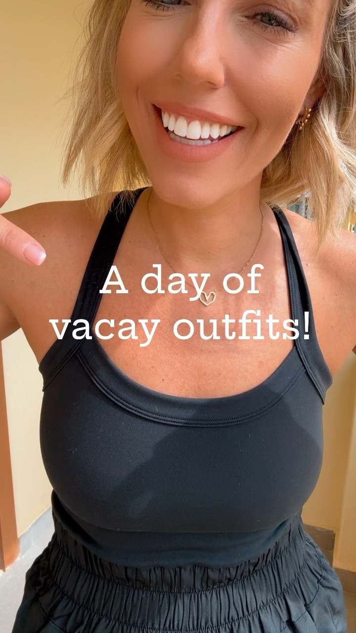 Here’s a look at what I wore on my first day of vacation! The romper is perfect for a morning walk and breakfast!! I love the color pop of this not so basic black swimsuit! The dress is the prettiest royal blue and I’m in love with the clutch that also comes with a strap! 
⬇️⬇️⬇️
Romper and dress size small
Swimsuit size medium
Coverup shorts and top size large but medium would have been fine!

#LTKitbag #LTKtravel #LTKswim