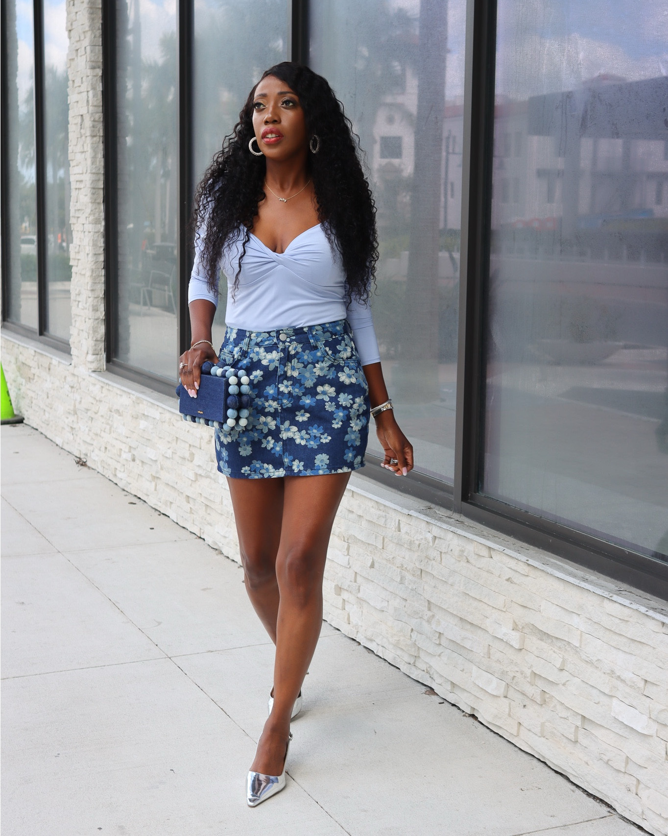 Denim Floral Mini Skort 
Wearing a small 

Spring Outfit 2026, Date Night Outfit, Casual Outfit, Ootd, 

#LTKSeasonal 

#LTKFestival #LTKOver40 #LTKootd