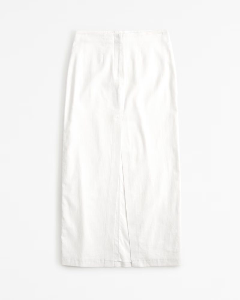 Mid Rise Linen-Blend Maxi Skirt | Abercrombie & Fitch (US)