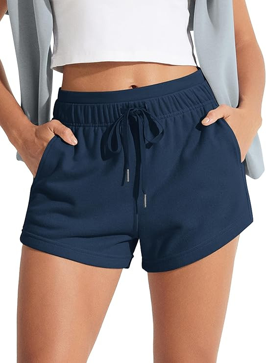 ODODOS Women's Sweat Shorts with Pockets Cotton French Terry Drawstring Summer Workout Casual Lou... | Amazon (US)