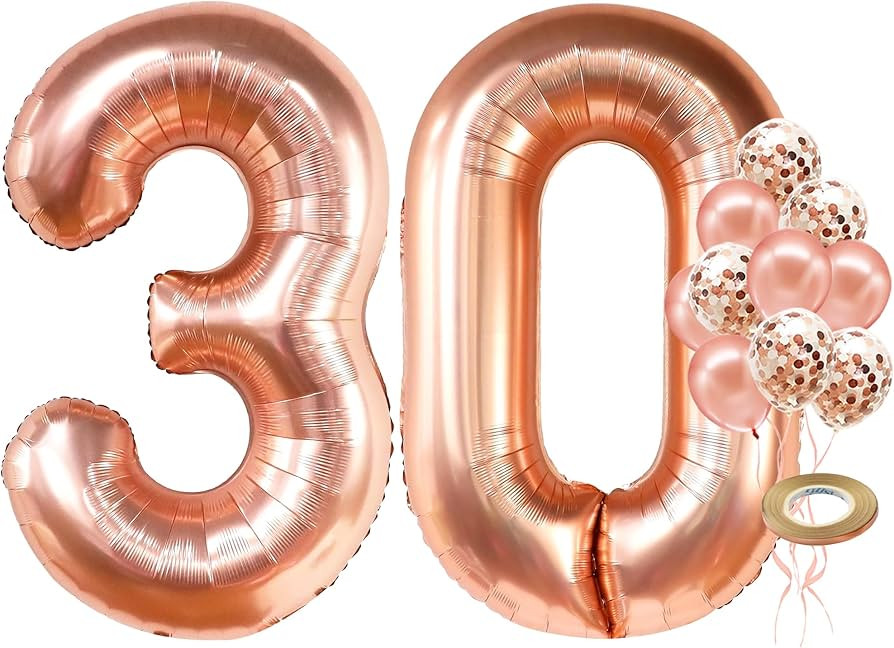 KatchOn, Rose Gold 30 Balloon Numbers Set - 40 Inch, Pack of 10 | Rose Gold 30 Balloons for 30th Birthday Decorations for Women | 30th Birthday Balloons with Confetti Balloons | 30th Balloons for Her | Amazon (US)