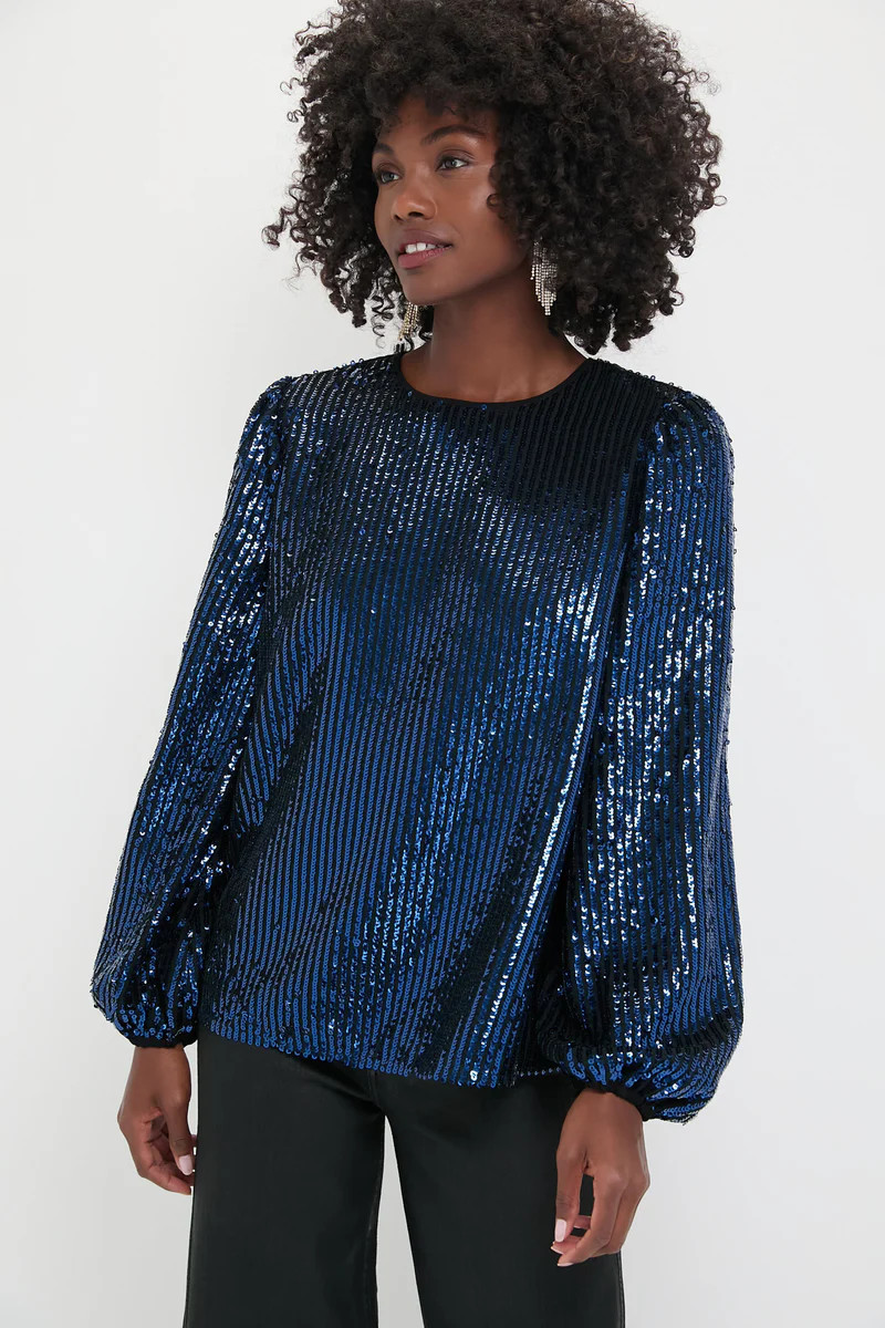 Navy and Black Sequin Katy Blouse | Tuckernuck (US)