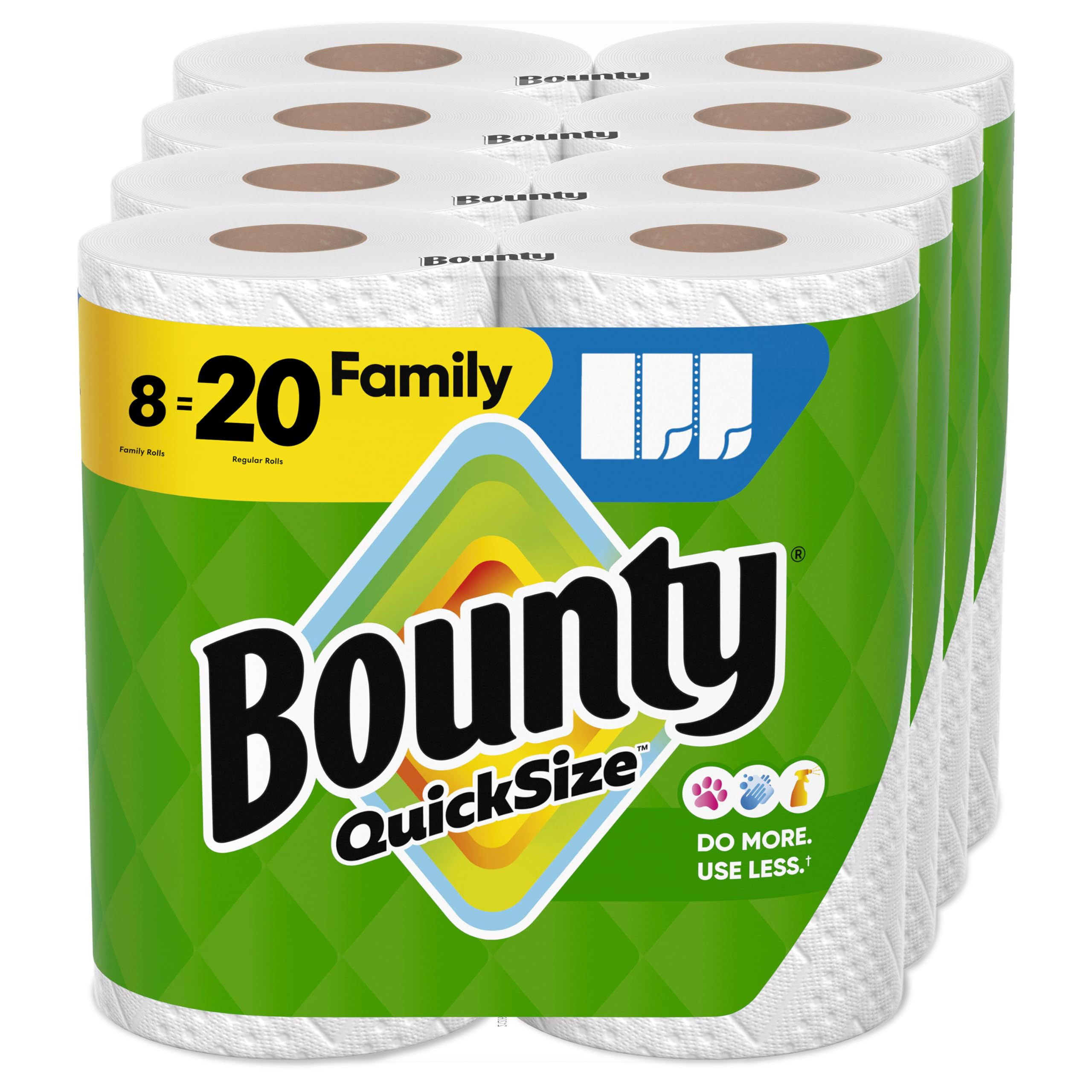Bounty Quick Size Paper Towels, White, 8 Family Rolls = 20 Regular Rolls (Packaging May Vary) | Amazon (US)