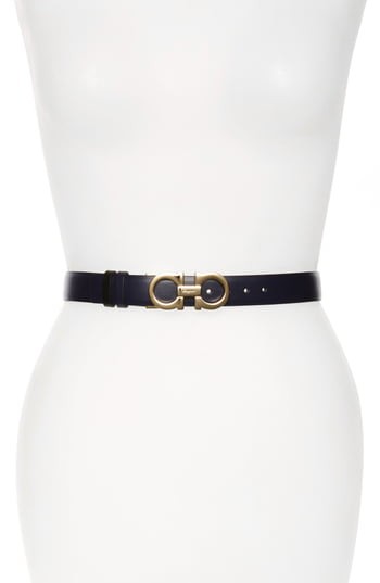 Women's Salvatore Ferragamo Ceylon Reversible Leather Belt, Size 90 - Mirto Nero | Nordstrom