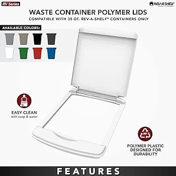 Rev-A-Shelf RV-35-LID-G-1 35 Quart Polymer Trash Waste Container Garbage Recycling Can Replacemen... | Amazon (US)