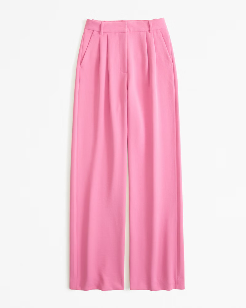 Abercrombie & Fitch Women's A&F Sloane Tailored Premium Crepe Pant in Pink - Size 30 | Abercrombie & Fitch (US)