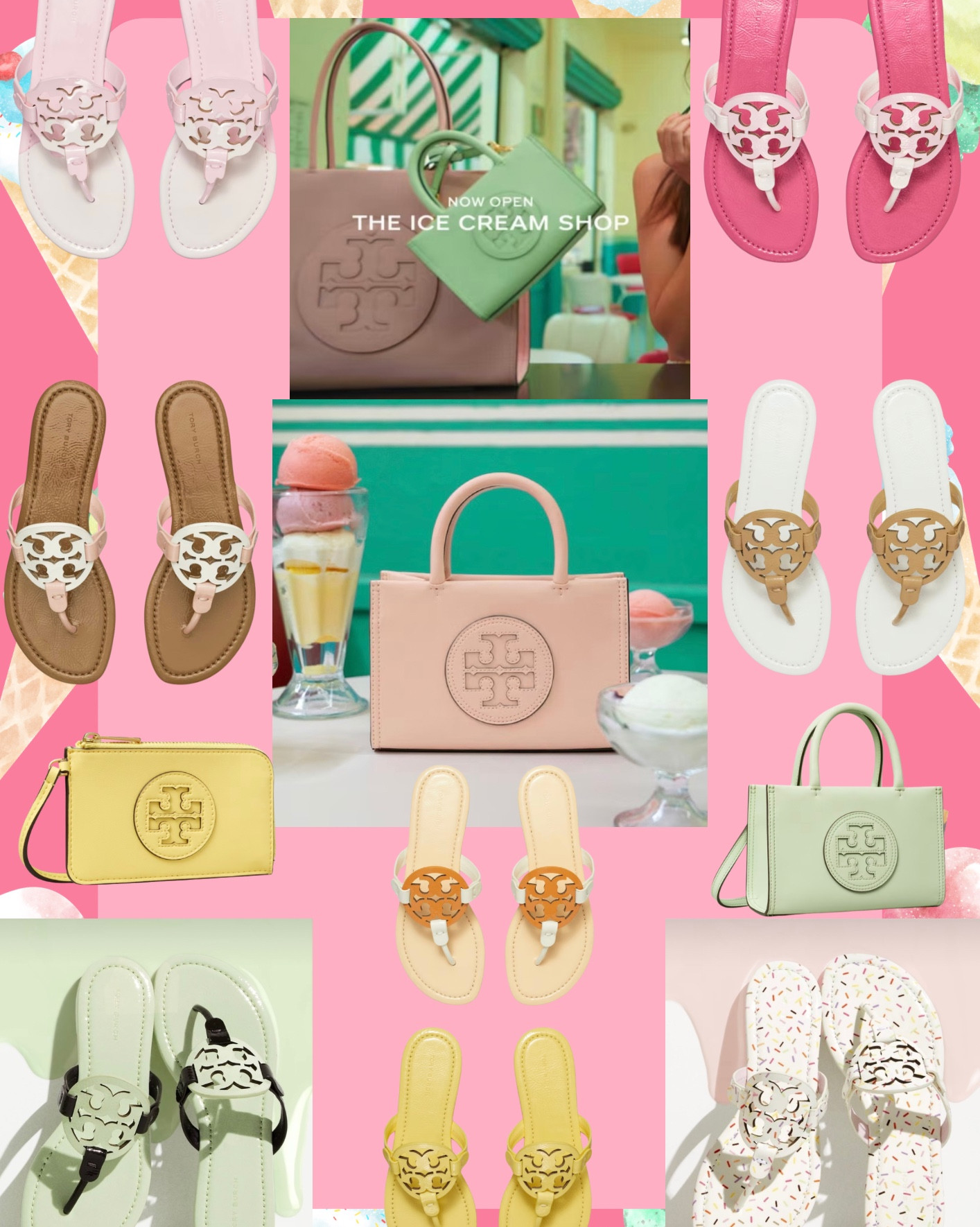 Tory Burch new limited edition ice cream 🍦 shop collection is out now! These sandals look as yummy as they sound! Rainbow sprinkles, mint chocolate chip, pralines N’ cream, lemon ice, Neapolitan, strawberries n cream and orange sherbet. Also let’s not forget about these beautiful new bags. 😍 I’m sure this collection will sell out quick! Snag your favorite pieces while they are still available. Perfect summer treat to yourself. 

#LTKItBag #LTKShoeCrush #LTKSeasonal