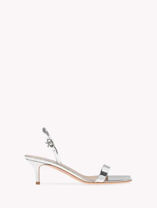 Gianvito Rossi Ribbon Kitten Sandals in Metallic Silver at Nordstrom, Size 37.5 | Nordstrom