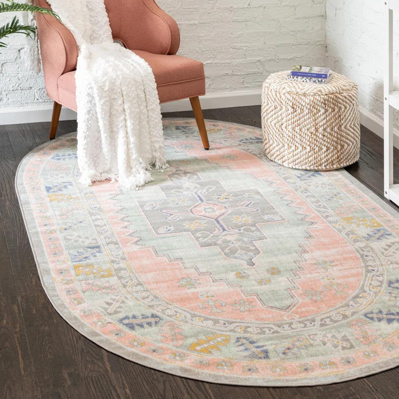 Pointe Oriental Area Rug in Powder Pink | Wayfair North America