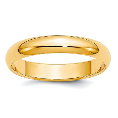 JewelryWeb 10k Yellow Gold Solid Polished 4mm Half Round Band Size 10.5 Ring Ring for Women and Men | Amazon (US)